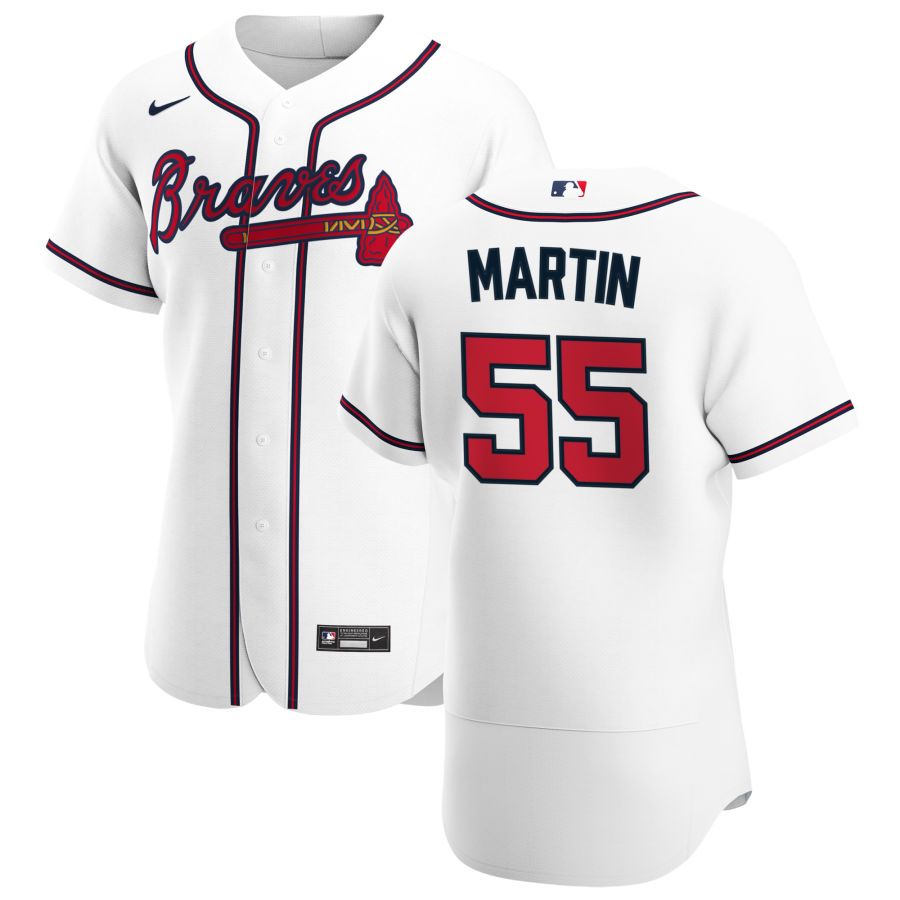 Atlanta Braves #55 Chris Martin Men Nike White Home 2020 Authentic Player MLB Jersey
